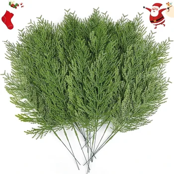 1/10Pcs מחט אורן ענפים מלאכותיים מזויפים צמח עץ חג המולד ענף גרלנד זר החתונה קישוטי בית DIY הזר מתנה