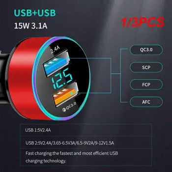 1/3PCS Dual USB מטען לרכב צג LCD 12-24V סיגריה שקע המצית מהר מטען חשמל אוטומטי מתאם USB משודרג