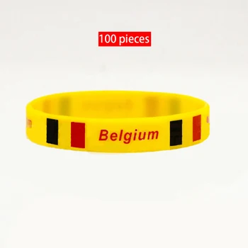 100pcs בלגיה הדגל הלאומי הדפסה ספורט סיליקון צמיד גברים, נשים, צמידי גומי אביזרי אופנה