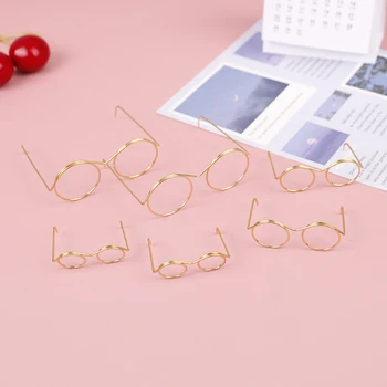 10pcs/חבילת מיני אופנה זהב עגול משקפיים מסגרת Lensless על הבובה עיצוב אביזרים בובת צעצוע מסגרת משקפיים