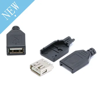 10pcs סוג נקבה USB 4 Pin Plug מחבר שקע שחור עם מכסה פלסטיק USB 2.0 חיבור מתאם ערכת DIY