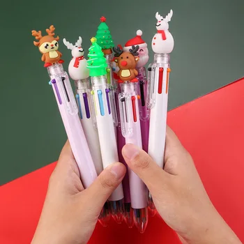 10PCS קריקטורה 6 צבע עט כדורי חג המולד חמוד סנטה קלאוס אייל שלג עטים התלמיד לכתוב כלים, ציוד לביה 