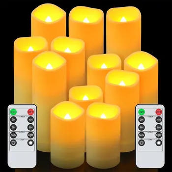 12Pack LED Flameless נרות מדומה להבה מהבהב אור התה עם שליטה מרחוק לקישוט הבית מופעל על סוללה