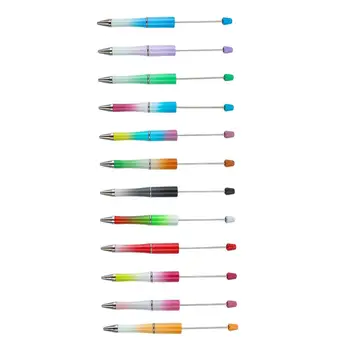 12Pcs חרוז עטים עט כדורי צבעוני להדפסה חרוז עט חרוזים פן יצירתי עבור המשרד ציור בכיתה, מבחן בית הספר חילוף