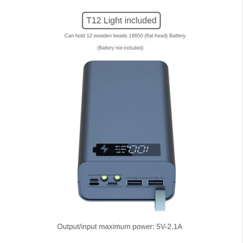 12X18650 טעינת סוללה מקרה ריתוך חינם אחסון סוללה קופסת DIY כוח הבנק במקרה T12 עם אור 18650 סוללה תיבת