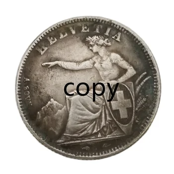 1850 שוויץ 5 פרנקים מצופה כסף מטבעות עיצוב הבית מטבע מזל קסם אספנות מטבעות העתק מדליית מטבעות מתנות חג המולד