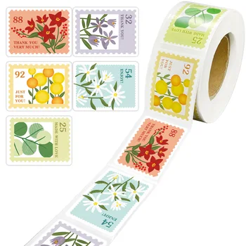 1roll די דפוס פרחים דקורטיביים מדבקות 5 סגנונות עיצוב אלבומים תווית מדבקה יומן אלבום נייר מכתבים, חותמת מדבקות