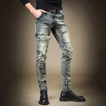 2023 ארבע העונות של גברים מגמת אופנה שבור רטרו למתוח רגליים קטנות גברים Slim fit נוח ואיכותי הג ' ינס הגברי NZ02