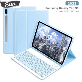 2023 מקלדת Bluetooth Case for Samsung Galaxy Tab S9 11 אינץ X710/716B/718U לכסות את העיפרון חריץ התיק עם מגנט מקלדת