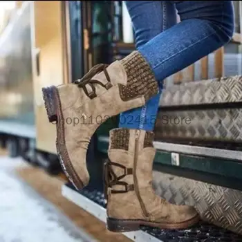 2023 נשים חורף אמצע שוק מגפיים העדר נעלי חורף נשים אופנה מגפי שלג נעלי הירך גבוה זמש חם Botas פאטוס דה Mujer