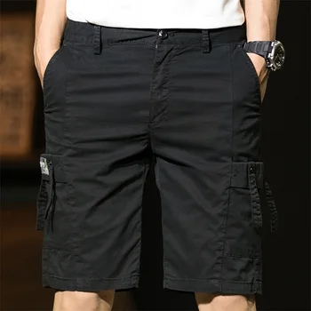 2023 קיץ גברים אופנה מכנסיים קצרים מטען רוכסן מכנסיים קצרים מגמה חדשה מזדמן כיסים מרובים מוצק צבע שרוך מכנסי עבודה לגברים