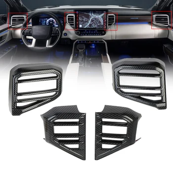 4pcs/סט רכב פנים מול לוח המחוונים, בצד אוורור, פורקן לכסות לקצץ מתאים טויוטה טונדרה 2022 סיבי פחמן סגנון ABS
