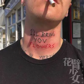 4Pcs שחור מכתב אדום קעקועים גברים קעקוע זמני עמיד למים פאנק גותי מדבקות לאורך Tatto אמנות מזויפות גוף בריאות יופי