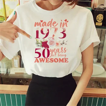 50 שנה יום הולדת העליון נשים harajuku אנימה חולצות נקבה y2k בגדים