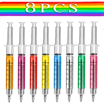 8Pcs מזרק עטים נשלף כיף אחות עטים חידוש רב צבעים רפואי עטים כדוריים מתנות עבור אחיות תלמיד סיעוד