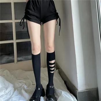 JK נשים קיץ שחור אישית קרע גרביים קטיפה יפני מתוק מגניב חם בחורה רזה אמצע אורך הרזיה עגל S