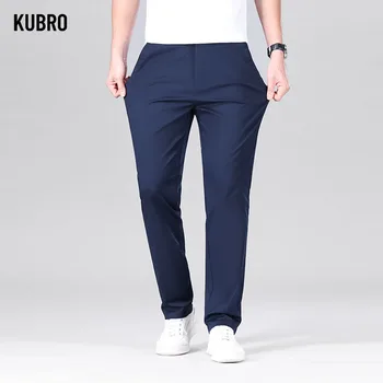KUBRO זכר חכם מזדמנים מכנסיים צמודות ספורט גברים מהיר יבש מכנסיים אביב סתיו באורך מלא ישר אלגנטי עבודת משרד שאיפה