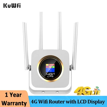 KuWfi 4G WIFI נתב 300Mbps Wireless CPE נתב 3G 4G SIM נתב Wifi עם RJ45 WAN LAN יציאת רווח גבוה 4 אנטנה מצלמת IP