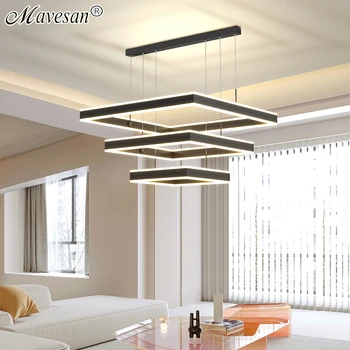Led מודרנית תקרה נברשת תלויה המנורה מרובע עגול עבור סלון שולחן אוכל חדר השינה מלון מתקן תאורה פנימית