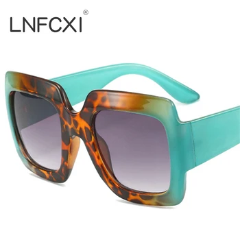 LNFCXI חדש גדול מרובע נשים צבעוני משקפי שמש אופנה שיפוע נקבה גוונים UV400 גברים חוצות ספורט משקפי שמש