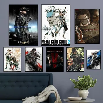 Metal Gear Solid MGS פוסטר מועדון קראפט נייר טביעות חוקים פוסטר הבציר לחדר בבית קפה, בר אמנות קיר בעיצוב אסתטי הציור