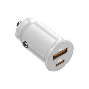 Mini USB מטען לרכב טעינה מהירה USB מטען לרכב C QC 4.0 45W 5A סוג משטרת טעינה מהירה המכונית מטען לטלפון(שחור מבריק)