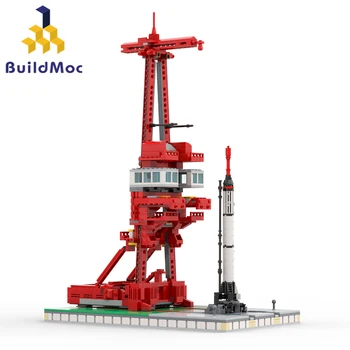 MOC השיגור מגדל מורכב 5 w/ מרקורי-רדסטון 1:110 בניין להגדיר טילים בסיס לבנים צעצועים לילדים, מתנת יום הולדת