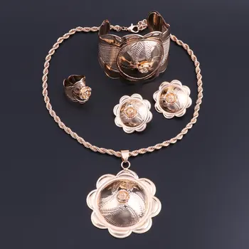 OEOEOS אופנה תכשיטים לחתונה להגדיר צבע זהב שרשרת עגילים להגדיר עבור נשים שמלה יוצאת עם אביזרים Dropshipping 