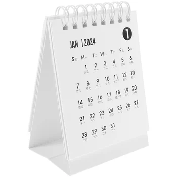 Pocket לוח שנה 2024 מיני שולחן דקורטיבי עומד 2023 על השולחן משק הבית הלבן נייר מתכנן המשרד