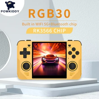 POWKIDDY RGB30 רטרו כיס 720*720 4 אינץ Ips מסך מובנה, WIFI RK3566 קוד פתוח כף יד קונסולת משחק לילדים מתנות