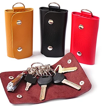 PU מחזיק מפתחות גברים נשים מוצק Keyrings הארנק מכוסה Hasp אופנה מפתחות ארנקים ארגונית מחזיקי שקית אחסון יצירתיים מתנה