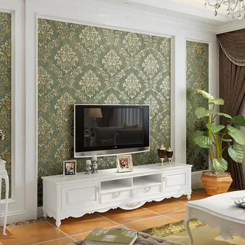 WELLYU בסגנון אירופאי רטרו טפט בסלון הלא ארוגים הטפט דמשק רקע טפט חדרי מלון קיר נייר