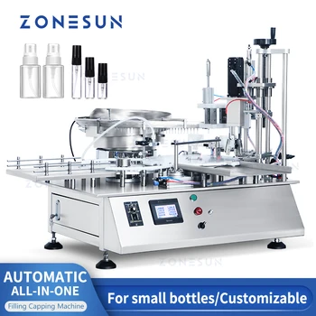 ZONESUN ZS-AFC7 הייצור הבלעדית אוטומטית 4 ב-1 נוזל מילוי מכסת מכונת מגנטי משאבת טפי Eyedrop בקבוק מילוי