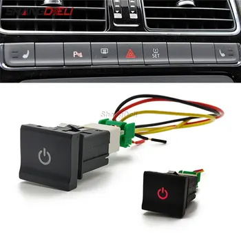 אוטומטי אור אדום LED כוח על מתג ההפעלה / כיבוי לחץ על כפתור עם כבל עבור פולקסווגן פולו 6C 2014 2015 2016 רכב אביזרי אלקטרוניקה