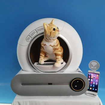אוטומטי חתול שירותים חיבור Wifi שליטה חכמה ניקוי עצמי החתול בארגז החול יוקרה סגור גדול, חכם רהיטים