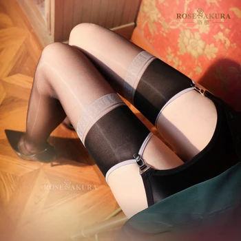 אורורה סדרת יהלום הקו האחורי בציר גרבי רשת העירום נוצץ שמן סקסי נשים הלבשה תחתונה שקופה קובני עקב גרביים 7639