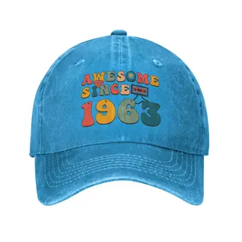 אישית כותנה מדהים מאז 1963 רטרו מגניב היפי כובע בייסבול בן 60, מתנות יום הולדת 60 לאבא הכובע חיצוני