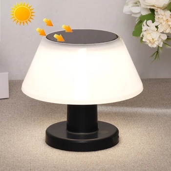 אנרגית שמש מנורת השולחן ניתן לעמעום אור LED לילה אלחוטי שולחן אור עמיד למים מנורת שולחן 4 תאורה מצב המנורה שליד המיטה עיצוב