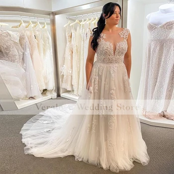 בהזמנה אישית חתונה תחרה שמלת 2022 חתונה לבנה שמלות סקופ שמלת הכלה חלוק de mariage