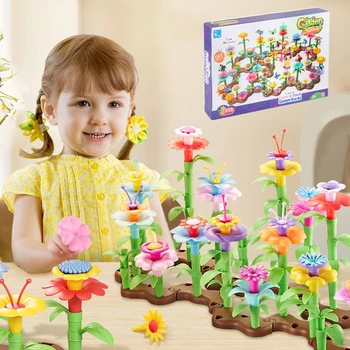 בנות גן הפרחים אבני הבניין צעצועים גזע למידה פעילות חינוכית לגנון חג המולד, מתנת יום הולדת לילדים