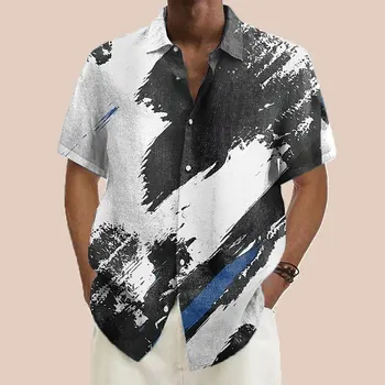 דיו גרפיטי שיפוע דפוס מודפס עם שרוול קצר חולצה אופנתי באיכות גבוהה עיצוב דש גברים מקסימום אנשים חדשים של חולצות