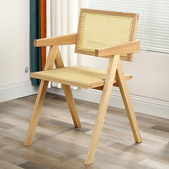 זרוע כיסא הטרקלין מרפסת עץ קש ארוג נורדי עיצוב חדר שינה יפני זרוע הכיסא בסלון Sillas Terraza ריהוט קש