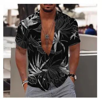 חולצת הוואי עבור Mens 2023 3D הדפסה שרוול קצר חולצה חוף הולידיי העליון טי הקיץ מנופחים בגדי גברים Camisa Masculina