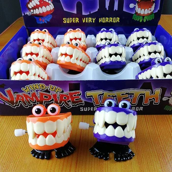 חידוש יצירתי מיני שעון צעצוע שיניים צורת השן בובה קופצת צעצועי ילדים מצחיק הליכה שיניים מתנות