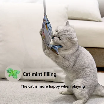חתול צעצוע להקניט חתול מקל סימולציה קפיצת דג מחמד הקלה ללעוס עמיד חתול צעצוע עצמי היי חתול מנטה