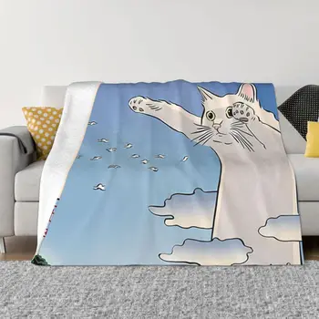 חתול שמיכות לבן ארוך לעומת Tacgnol קורל פליז קטיפתי קישוט חדר השינה מצעים הספה כיסוי המיטה.