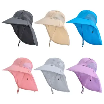 ילדים בקיץ דלי כובעים הגנת UV חיצונית חוף השמש כובע ילד ילדה דש כובע מתכוונן רחב שוליים כובע
