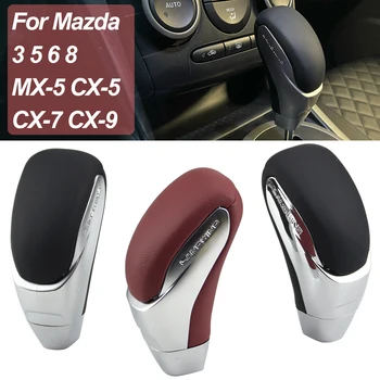 למכונית תיבת הילוכים ידיות העברה להילוך ידית המקל ידית מאזדה 3 5 6 8 עבור MX-5 CX-5 CX-7 CX-9 ציון גבוה עור AutomaticCar Ge