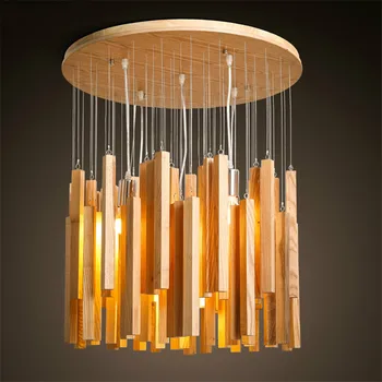 מודרני, וינטאג', LED אמנות מעצב אורות תליון הסלון לחדר האוכל הול עץ מנורות בר חנות בגדים ללמוד עיצוב גופי