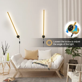 מודרני מגע מתכוונן מנורת קיר מתכווננת צבע טמפרטורה מגע פשוט LED החדשה בעיצוב חדר השינה לסלון הבית מנורת קיר